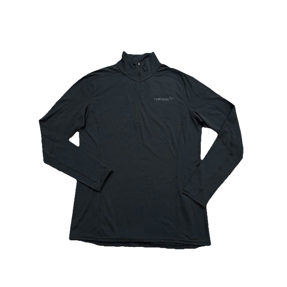 Norrona Black Merino Wool Blend 1/4 Zip Base Layer Performance Pullover Shirt XL